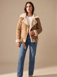 Elsie | Women's Winter Coat Aviator with Faux Shearling