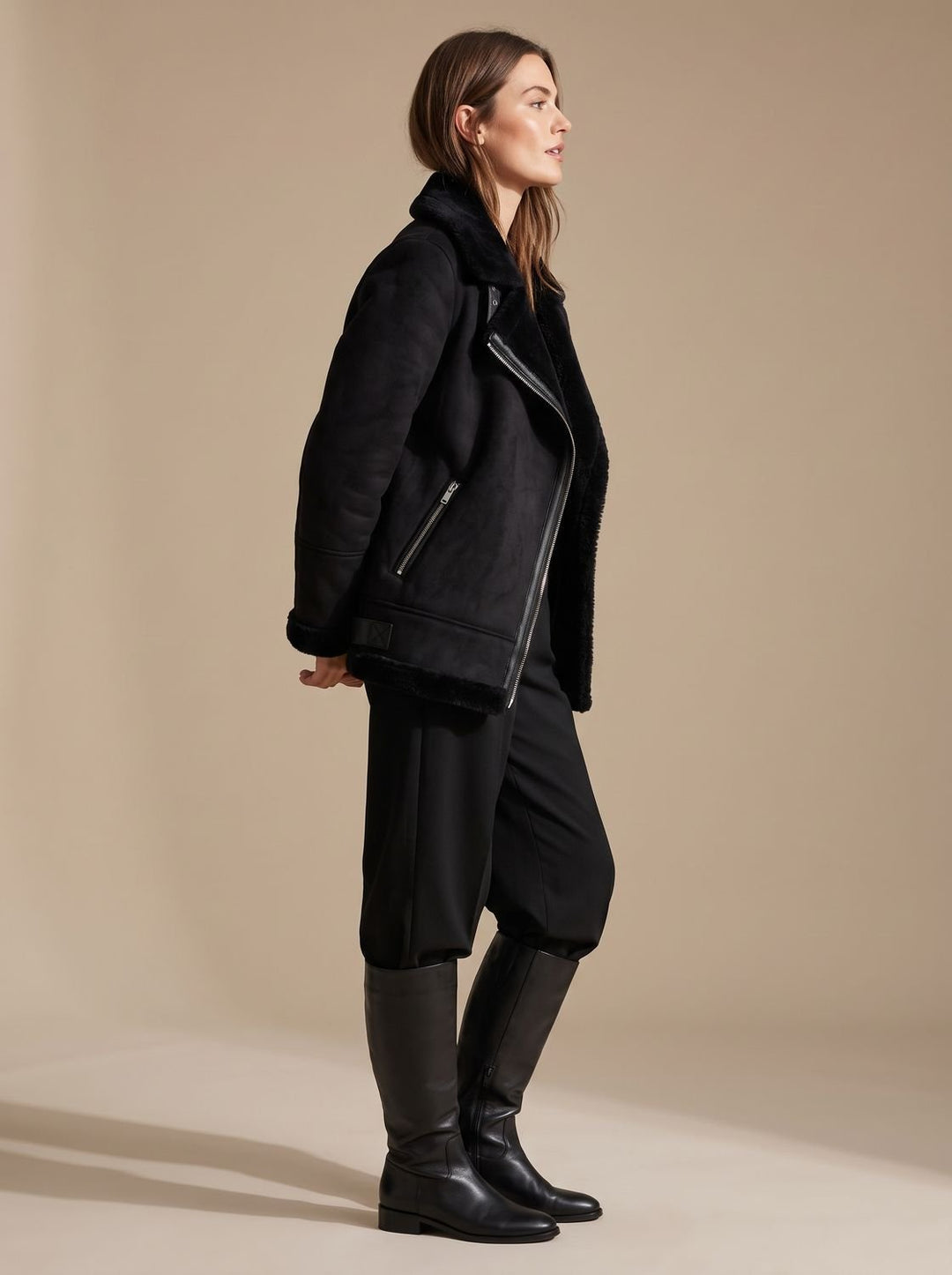 Women's Winter Coat Aviator with Faux Shearling (10)