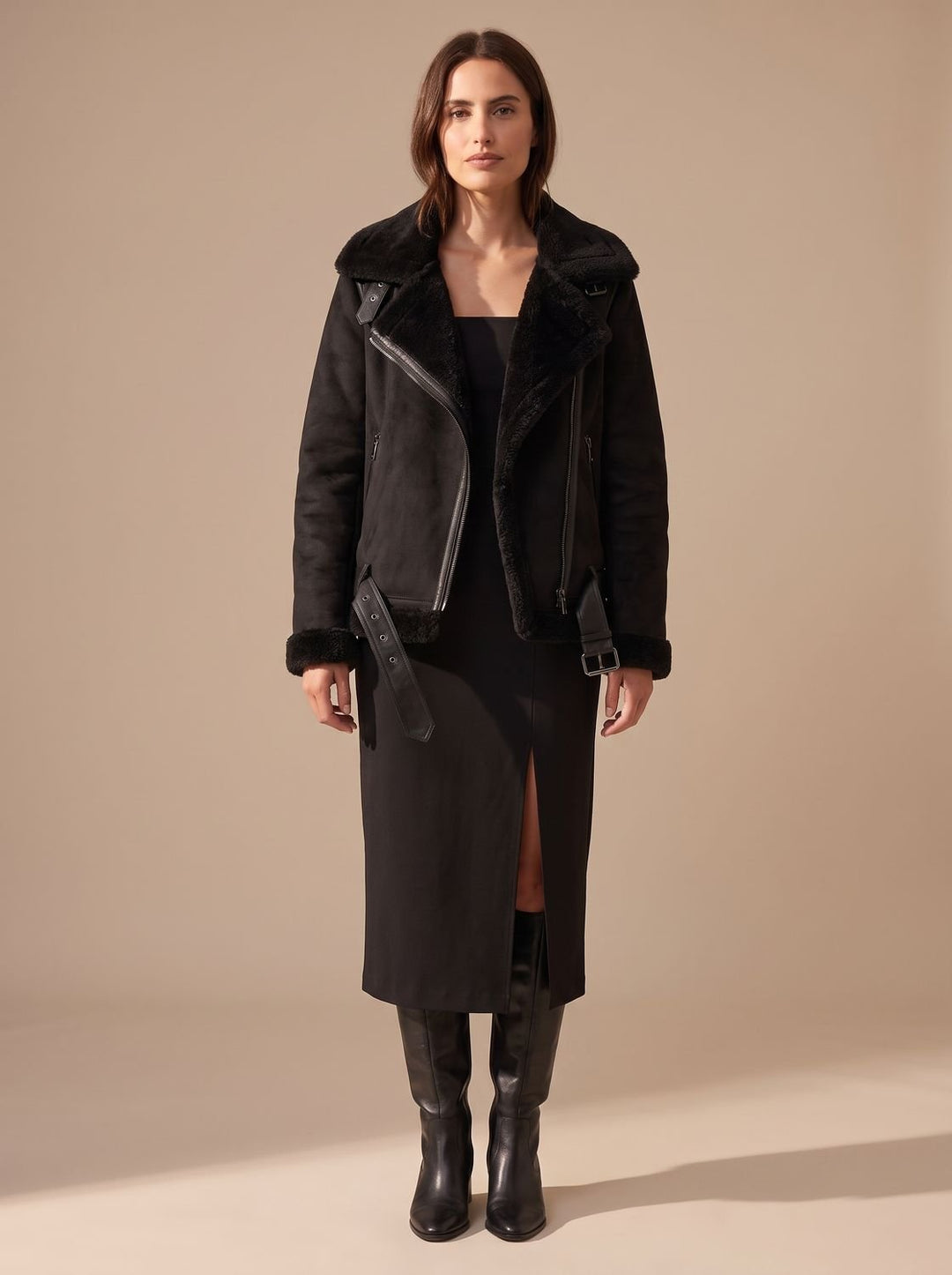 Women's Winter Coat Aviator with Faux Shearling (8)