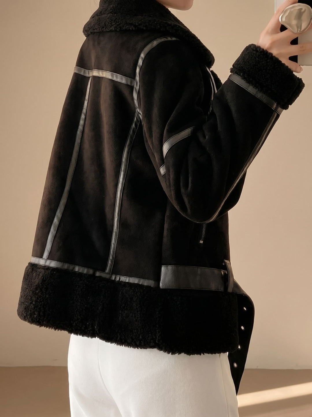 Women's Winter Coat Aviator with Faux Shearling (9)