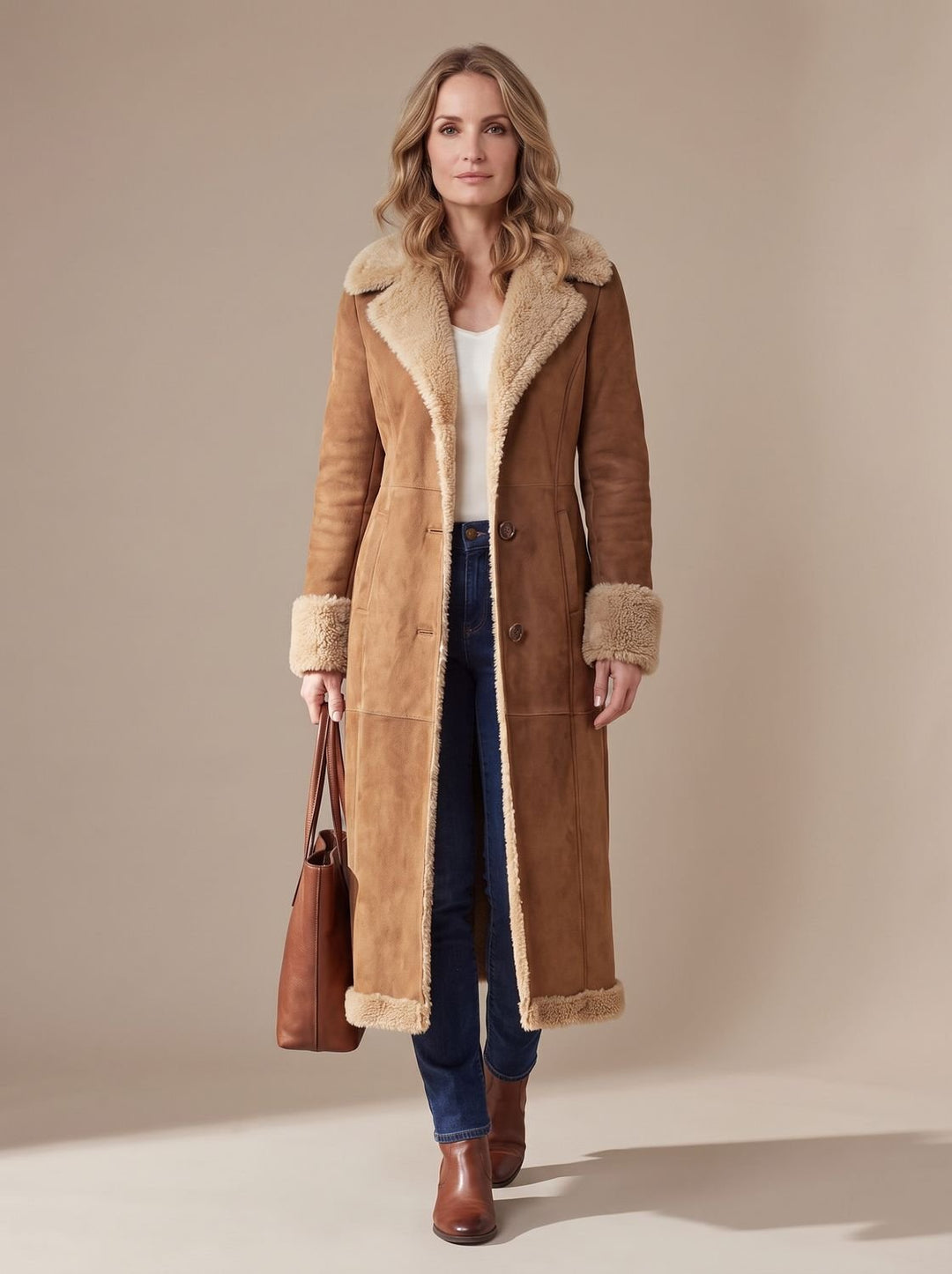 Women's Winter Faux Fur Trench Coat