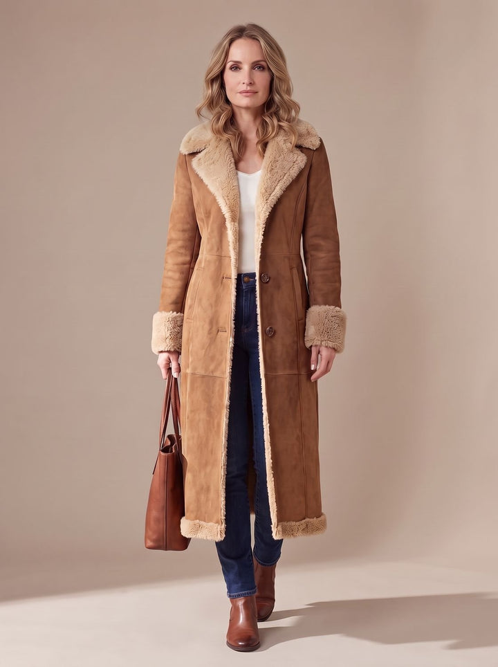 Women's Winter Faux Fur Trench Coat (3)