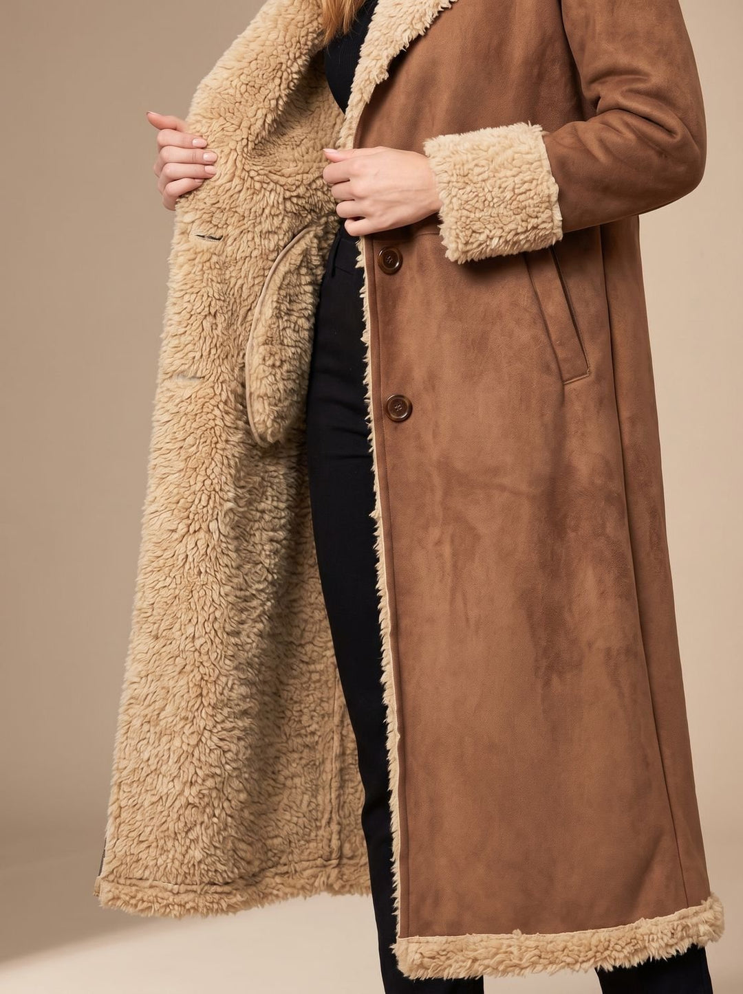 Women's Winter Faux Fur Trench Coat (5)