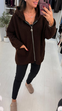 Holly | Women's Winter Hooded Boucle Trench Coat