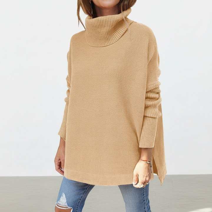 Women's Winter Oversized Turtleneck Jumper Dress in Brown
