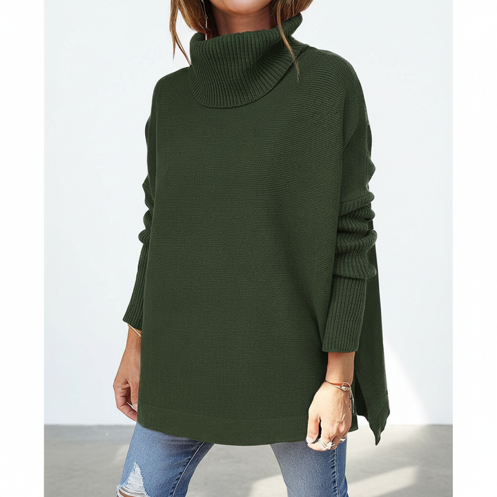 Women's Winter Oversized Turtleneck Jumper Dress in Green