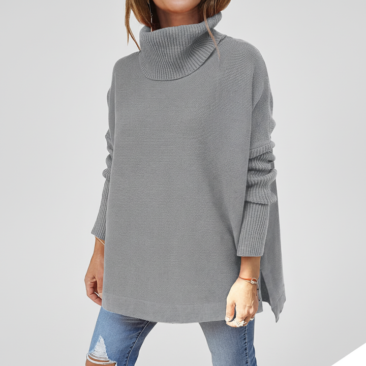Women's Winter Oversized Turtleneck Jumper Dress in Grey