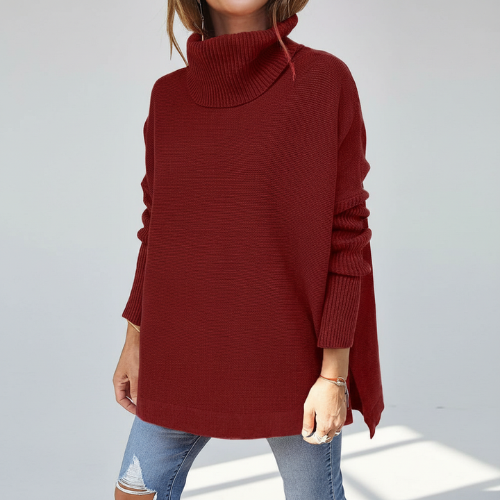Women's Winter Oversized Turtleneck Jumper Dress in Red