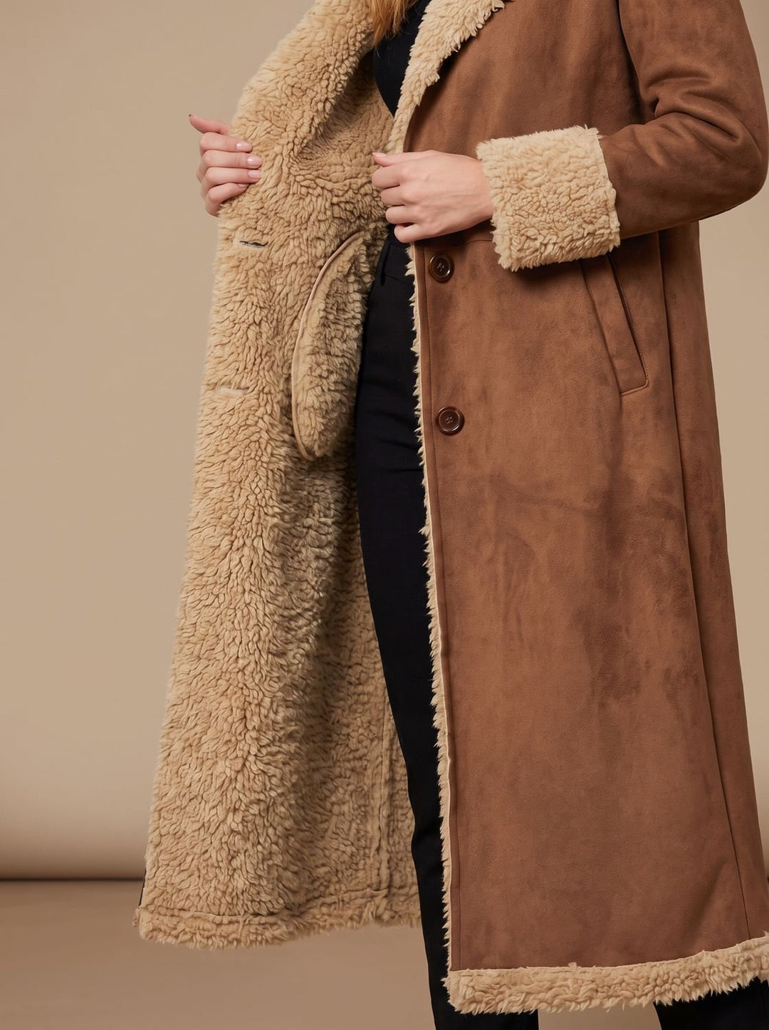 Women's Winter Trench Coat in Faux Fur (5)